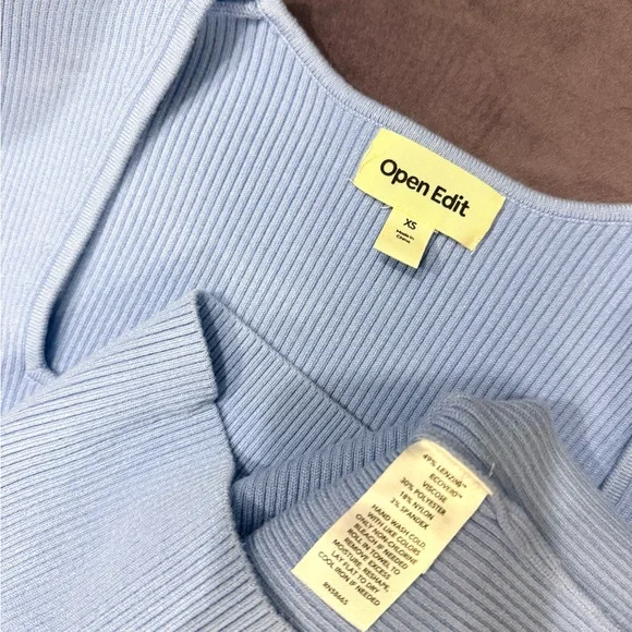 Spring Special🌷 Open Edit - Blue Ribbed Square Neck Sweater - Picture 4 of 4